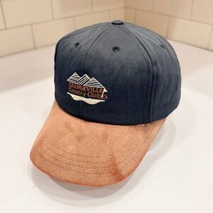 Vintage Towntalk Grangeville Country Club Strapback Hat Cap Made In USA Suede